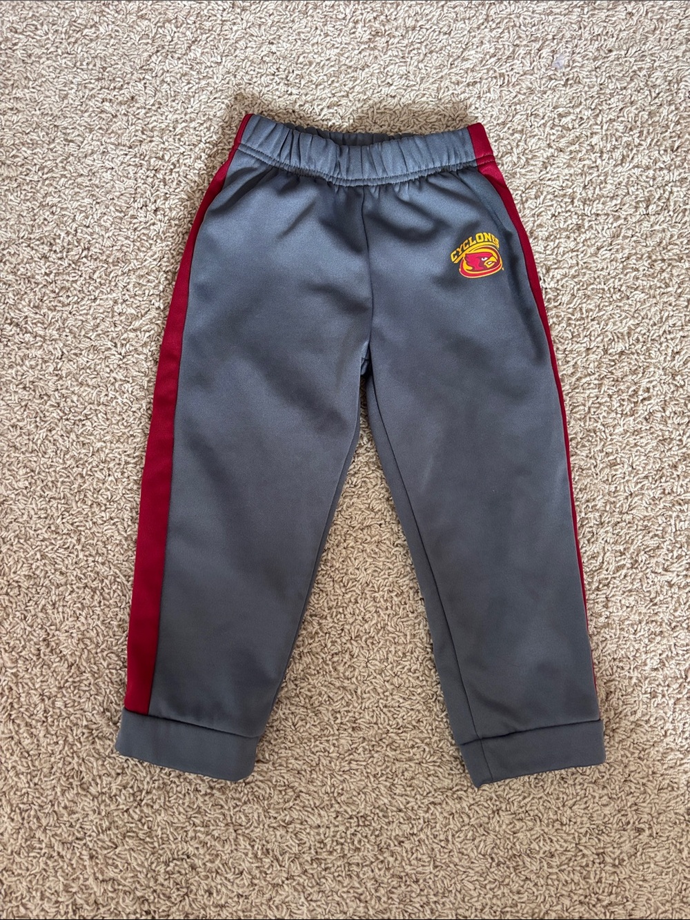 Kids Grey Joggers with Maroon Side Stripes